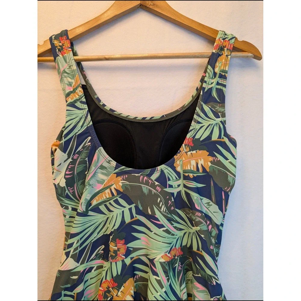 Shore Shapes Tropical Palm Print Swim Dress Navy Blue One Piece Size 10 2119-22A - Picture 9 of 16